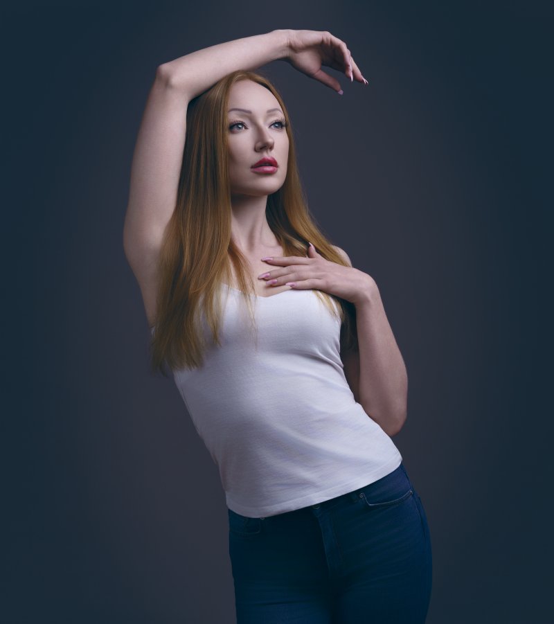 Woman posing in studio